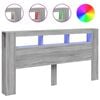 vidaXL Testiera LED Grigio Sonoma 200x18,5x103,5 cm Legno Multistrato