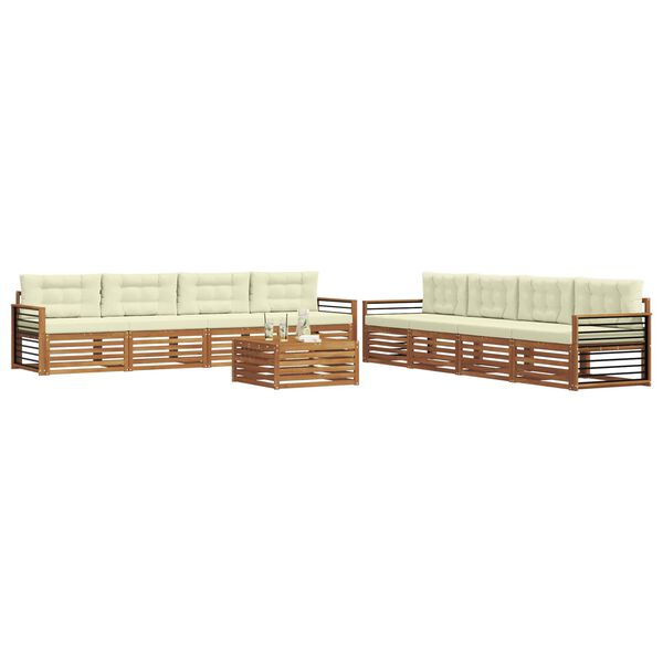 vidaXL Set di divani da esterno con cuscino 9 pcs Naturale e Crema