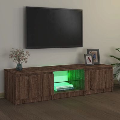 vidaXL Mobile Porta TV con Luci LED rovere marrone 140x40x35,5 cm