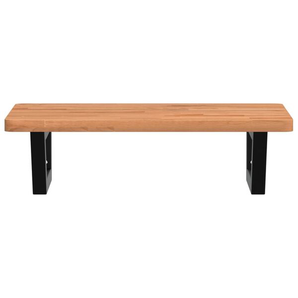 vidaXL Ripiano a Parete per Lavabo in Acciaio e Massello di Faggio