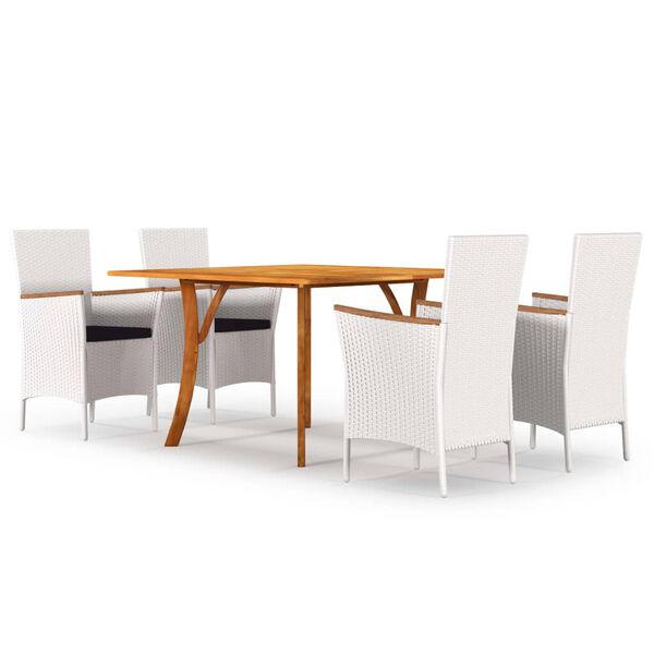 vidaXL Set Mobili da Pranzo per Giardino 5 pz Bianco