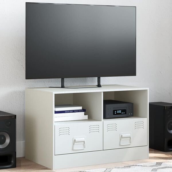 vidaXL Mobile Porta TV Bianco 67x39x44 cm in Acciaio