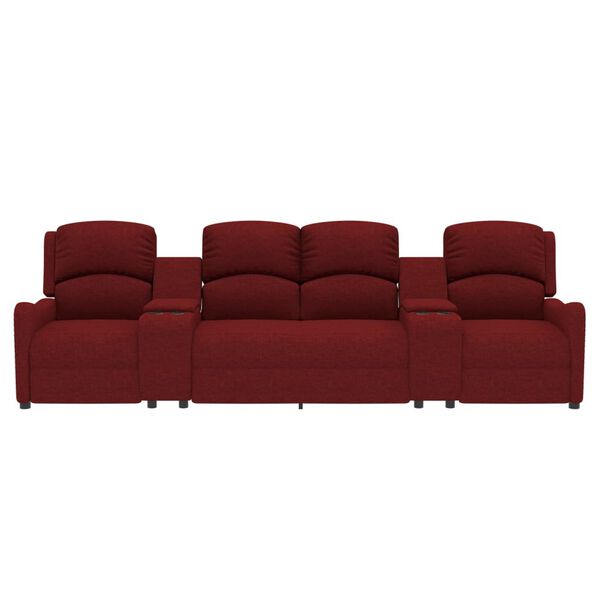 vidaXL Divano Massaggio a 4 Posti con Portabicchieri Rosso Vino