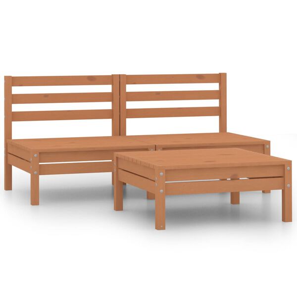 vidaXL Set Divani da Giardino 3 pz Ambra in Legno Massello di Pino