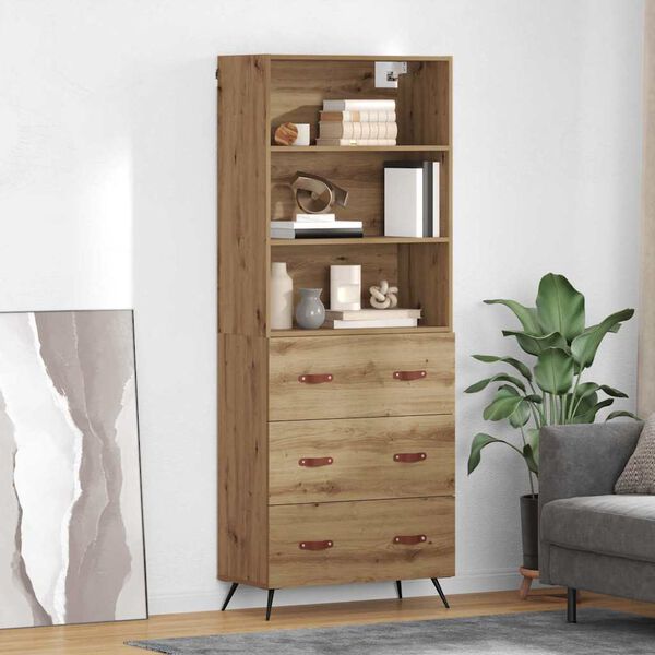 vidaXL Credenza con cassetto Rovere artigianale 69,5 x 34 x 180 cm
