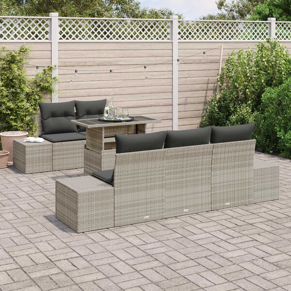 vidaXL Set Divano da Giardino 6 pcs Grigio chiaro e grigio scuro
