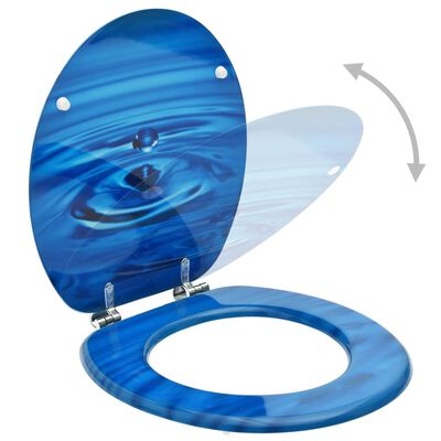 vidaXL Tavolette WC con Coperchi 2 pz in MDF Blu Design Goccia d'Acqua