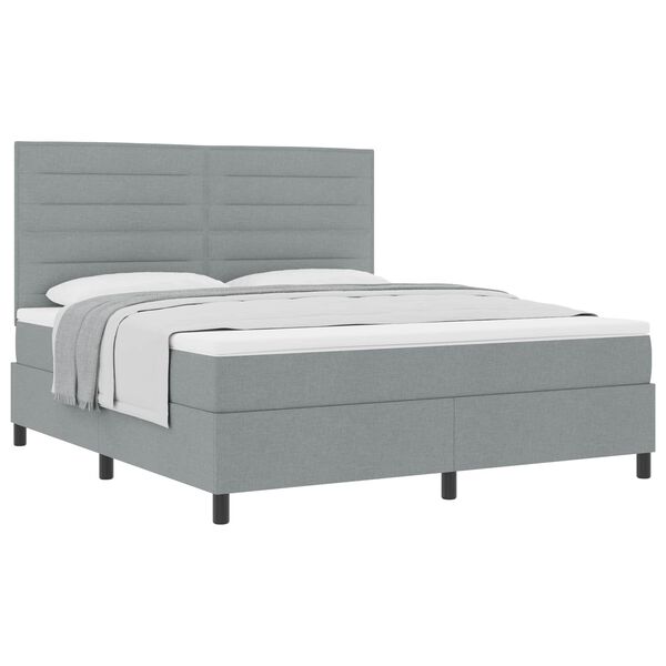 vidaXL Letto a molle con materasso Grigio chiaro 180 x 200 cm Tessuto
