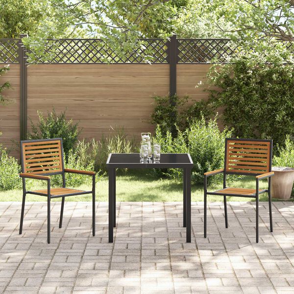 vidaXL Sedie impilabili da giardino 2 pcs Marrone e Nero