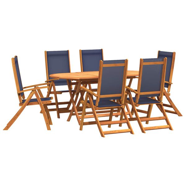 vidaXL Set Pranzo da Giardino 9pz Legno Massello di Acacia e Textilene