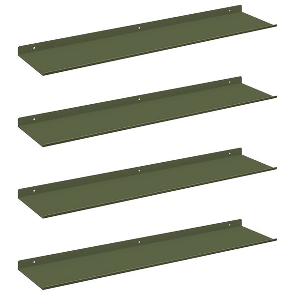 vidaXL Mensola sospesa 4 pcs Verde oliva 80 x 18 x 2,5 cm Acciaio