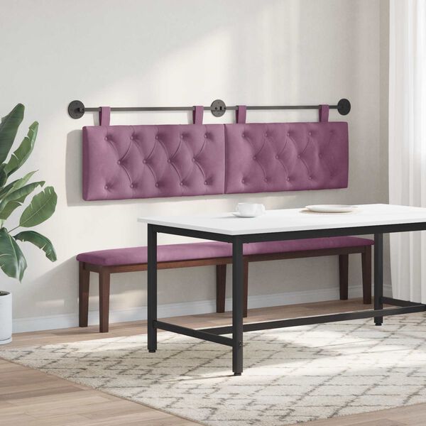 vidaXL Testata appesa Montaggio a parete Viola 190 x 55 x 7 cm Velluto