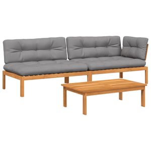 vidaXL Set Divano Pallet Giardino 3pz con Cuscini Massello Acacia