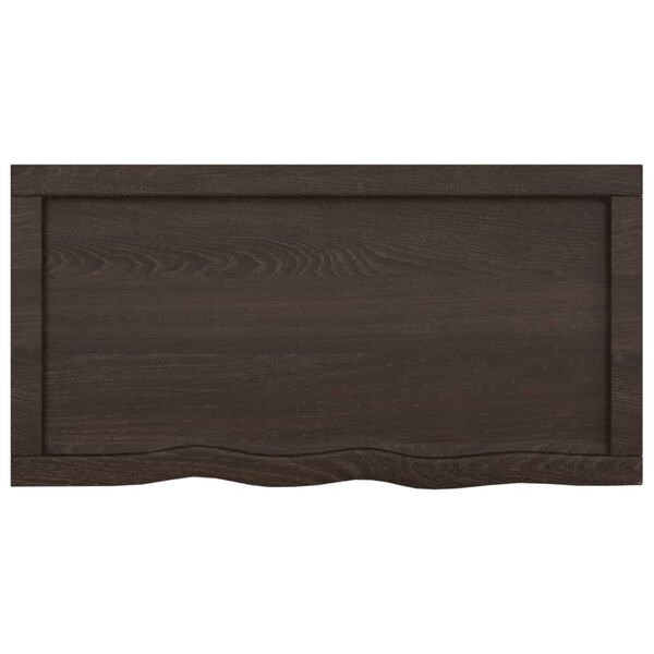vidaXL Piano Bagno Marrone Scuro 80x40x(2-6)cm Legno Massello Trattato