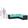 vidaXL Set Divani da Giardino 5 pz con Cuscini in Polyrattan Nero