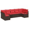 vidaXL Set Divano da Giardino 7 pcs Marrone e Rosso polyrattan