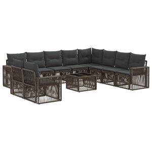 vidaXL Set Divano da Giardino 11 pz Grigio e Grigio Scuro polyrattan