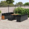 vidaXL Set Divano da Giardino con cuscino 12 pcs Nero polyrattan
