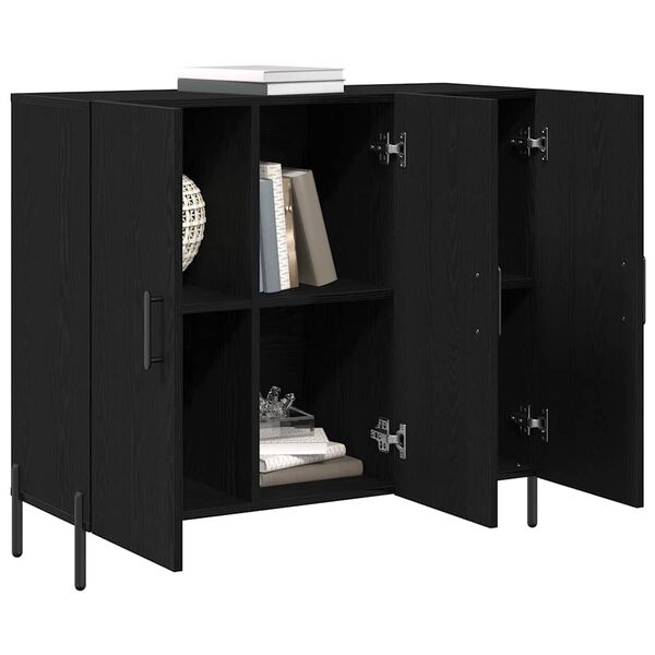vidaXL Credenza Rovere Nero 90 x 34 x 80 cm Legno multistrato