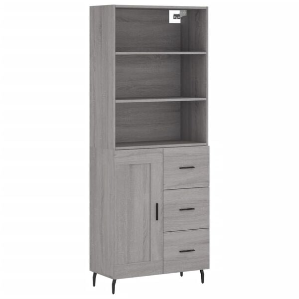 vidaXL Credenza Grigio Sonoma 69,5x34x180 cm in Legno Multistrato