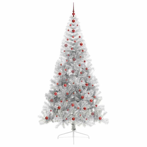 vidaXL Albero di Natale artificiale con luci integrate Argento 240 cm