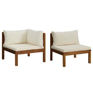 vidaXL Set Divani da Giardino 2 pz con Cuscini Bianco Crema in Acacia