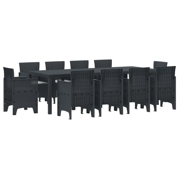 vidaXL Set da Pranzo per Giardino 11 pcs Antracite Rattan Polt