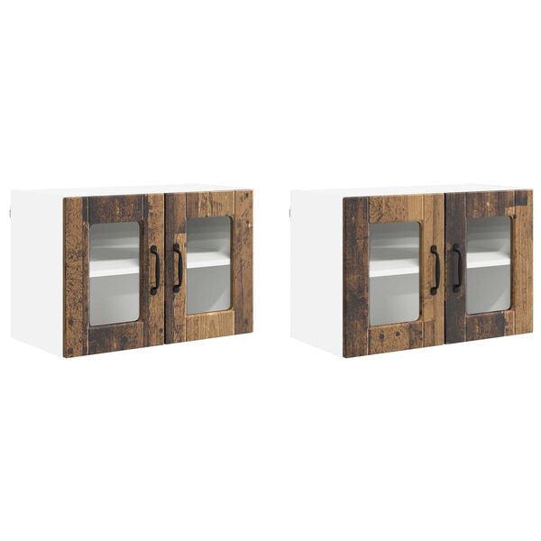 vidaXL Mobile da cucina con porta 2 pcs Legno vecchio 60 x 31 x 40 cm