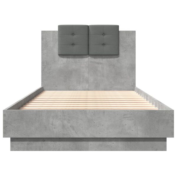 vidaXL Giroletto e Testiera Grigio Cemento 90x190 cm Legno Multistrato