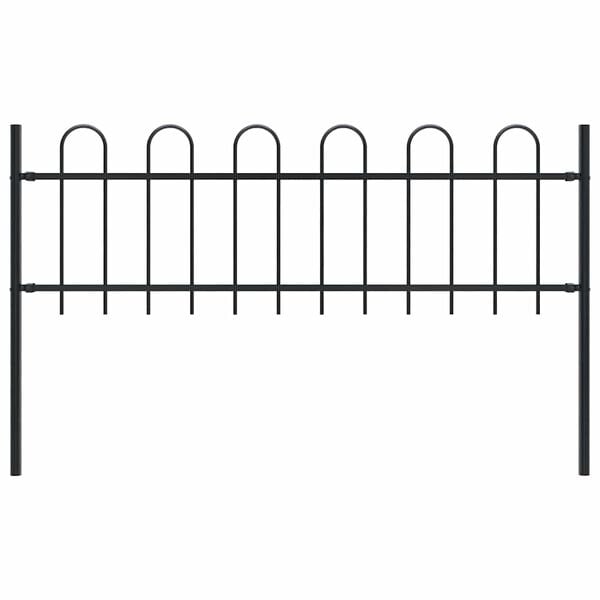 vidaXL Recinzione da Giardino Boxtel con Parte Superiore ad Anello in Acciaio 181x60 cm Nero