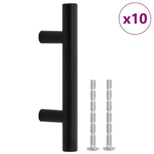 vidaXL Maniglie per Mobili 10pz Nere Interasse fori 64 mm Lunghezza totale 100 mm in Acciaio Inox