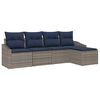 vidaXL Set di divani con cuscino 5 pcs Grigio e Blu Navy polyrattan