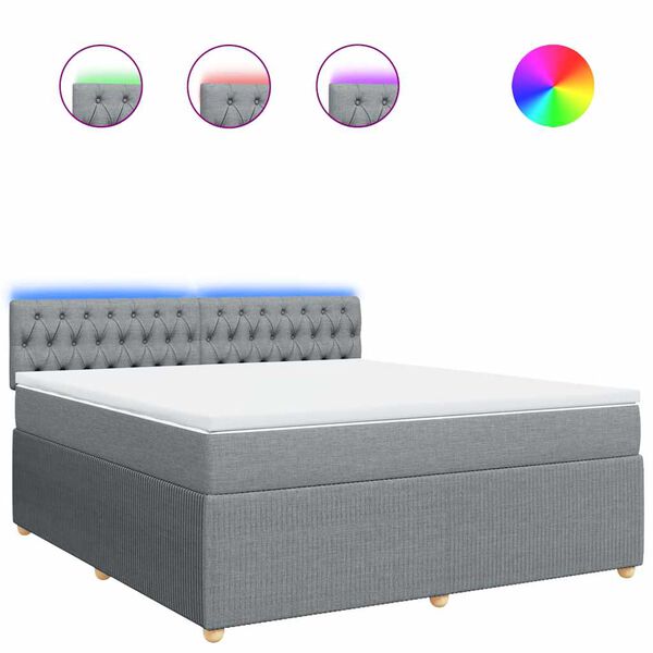 vidaXL Giroletto a Molle con Materasso Grigio Chiaro180x200 cm Tessuto