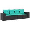 vidaXL Set Divani da Giardino 4 pz con Cuscini Nero in Polyrattan
