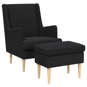 vidaXL Poltrona con Ottomano 2 pz Nero Boucl&eacute;