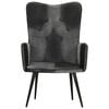 vidaXL Poltrona Wingback Nera e Grigia in Vera Pelle