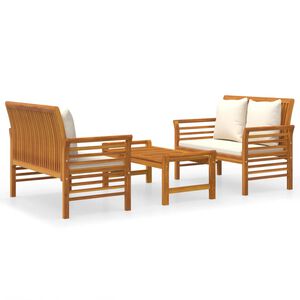 vidaXL Set Mobili da Giardino 3pz con Cuscini Legno Massello di Acacia