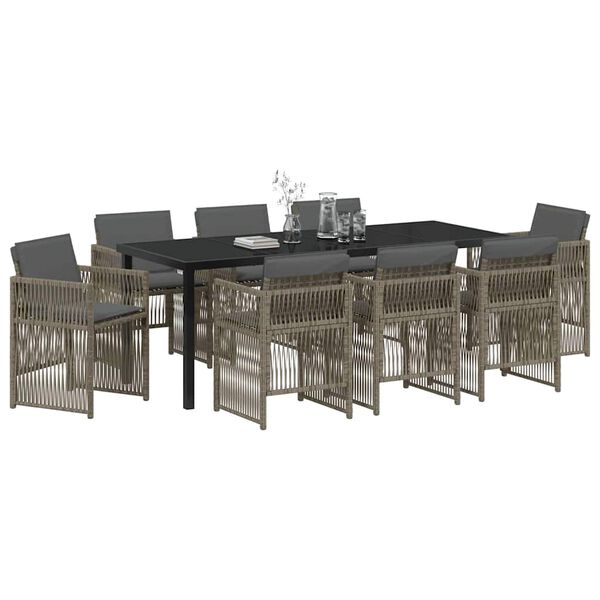 vidaXL Set da Pranzo per Giardino 9 pcs Grigio