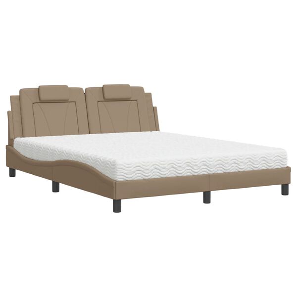 vidaXL Letto Viana con Materasso Cappuccino 160x200cm Similpelle