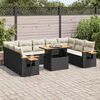 vidaXL Set Divani Giardino 10pz con Cuscini Nero in Polyrattan Acacia