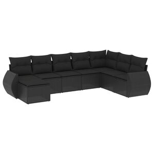 vidaXL Set Divani da Giardino con Cuscini 8 pz Nero in Polyrattan