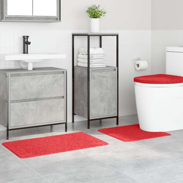 vidaXL Set di tappetini antiscivolo per il bagno 3 pcs Rosso PP