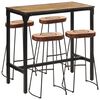 vidaXL Set Bar 5pz Legno Massello Mango Grezzo e Metallo