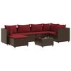 vidaXL Set Divani da Giardino 7 pz con Cuscini in Polyrattan Marrone