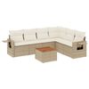 vidaXL Set Divani da Giardino 7 pz con Cuscini Beige in Polyrattan
