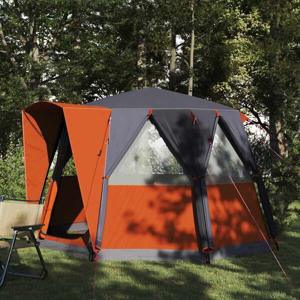 vidaXL Tenda Capanna con tetto Grigio e arancione 320 x 320 x 203 cm