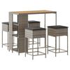 vidaXL Set Bar da Giardino 5 pz con Cuscini in Polyrattan Grigio