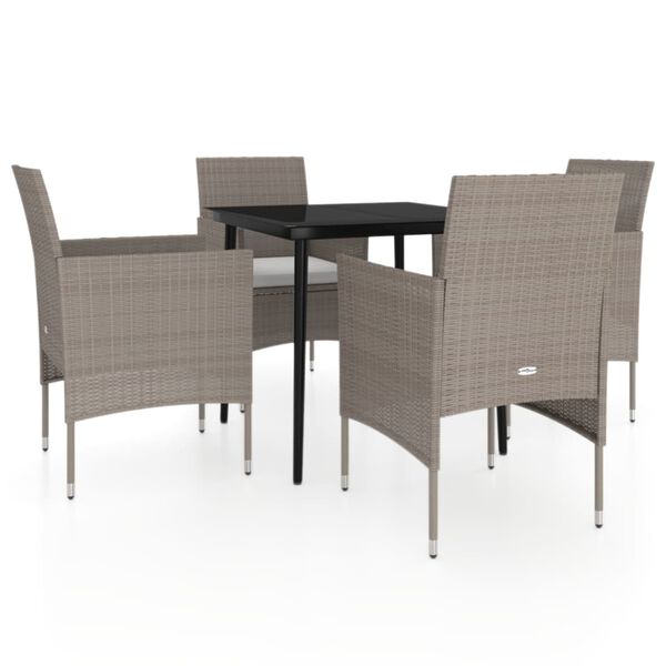 vidaXL Set da Pranzo da Giardino 5 pz con Cuscini Beige e Nero