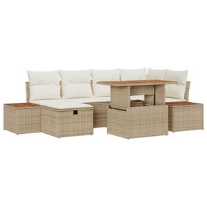 vidaXL Set Divano da Giardino 7 pcs Beige polyrattan