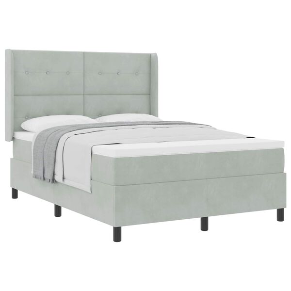 vidaXL Letto a molle con testiera Grigio chiaro 160 x 200 cm Velluto